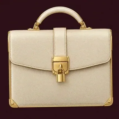 Locked leather briefcase — Amon